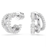 Hyperbola hoop earrings Round cut, Mini, White, Rhodium plated